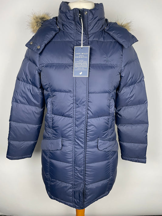 Jack Wills Long Down Filled Puffer Coat Size 10