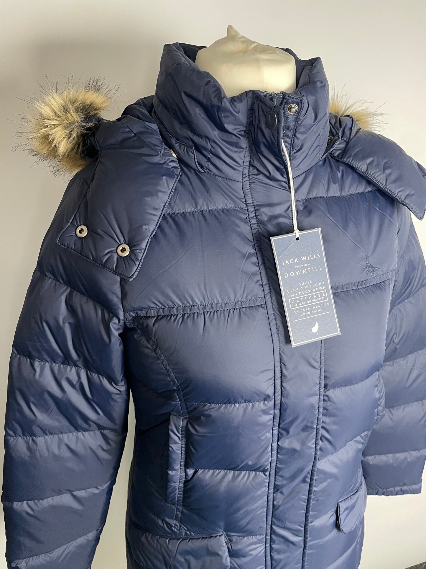 Jack Wills Long Down Filled Puffer Coat Size 10