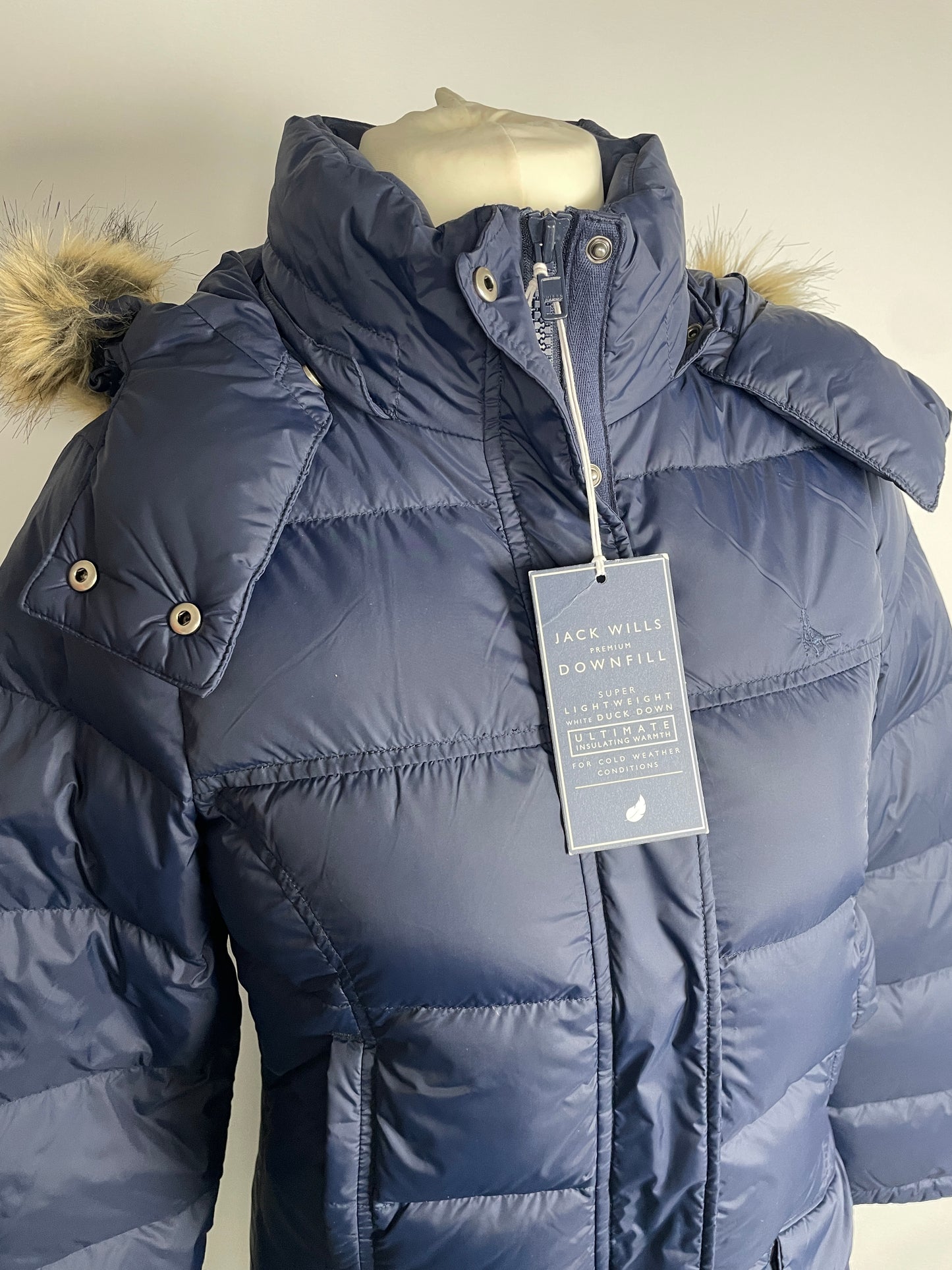 Jack Wills Long Down Filled Puffer Coat Size 10